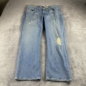 Levis 518 Superlow Boot Cut Jeans‎ Womens 18M Blue Medium Wash Distressed VTG